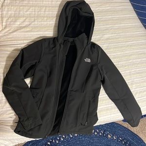 North face jacket hooded small black wind and rain resistant